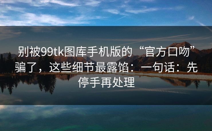 别被99tk图库手机版的“官方口吻”骗了，这些细节最露馅：一句话：先停手再处理
